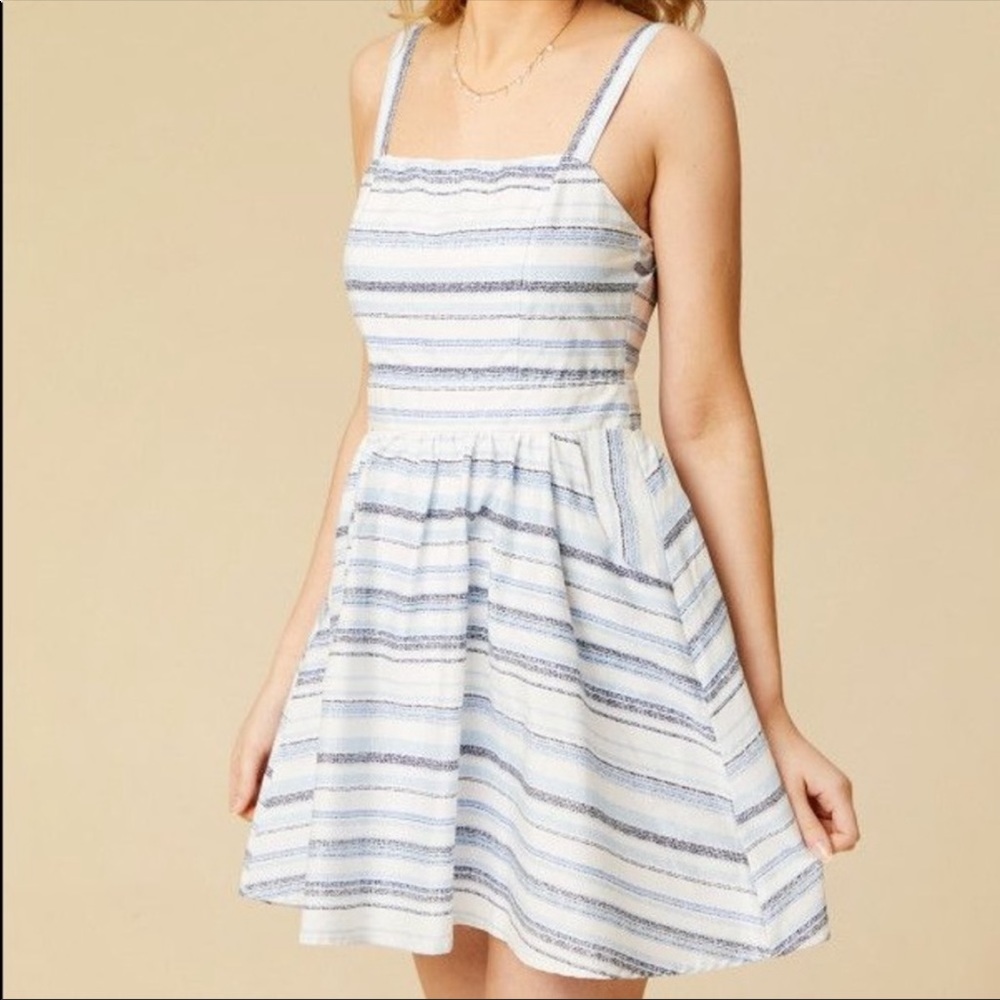 Altar’d State Brinkley A Line Striped Tie Back Dress with pockets